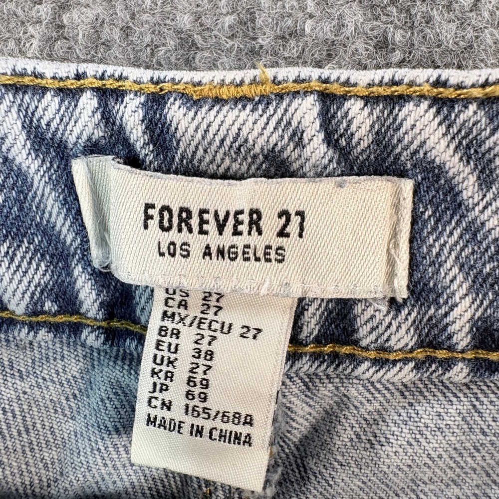 Forever 21 Distressed Denim Shorts Light Wash Acid High Waist Size 27 Womens - Picture 5 of 7